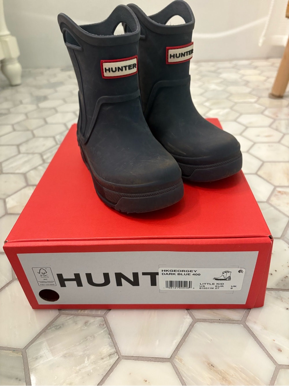 Hunter Little Kids Georgey Waterproof Rain Boots Size 10C Dark Blue